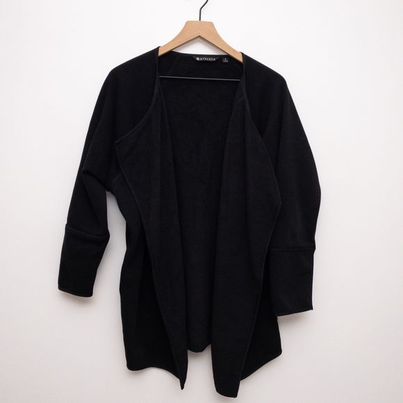 ATHLETA Cozy Karma Wrap Cardigan Sweatshirt Black Size Small - Picture 2 of 8